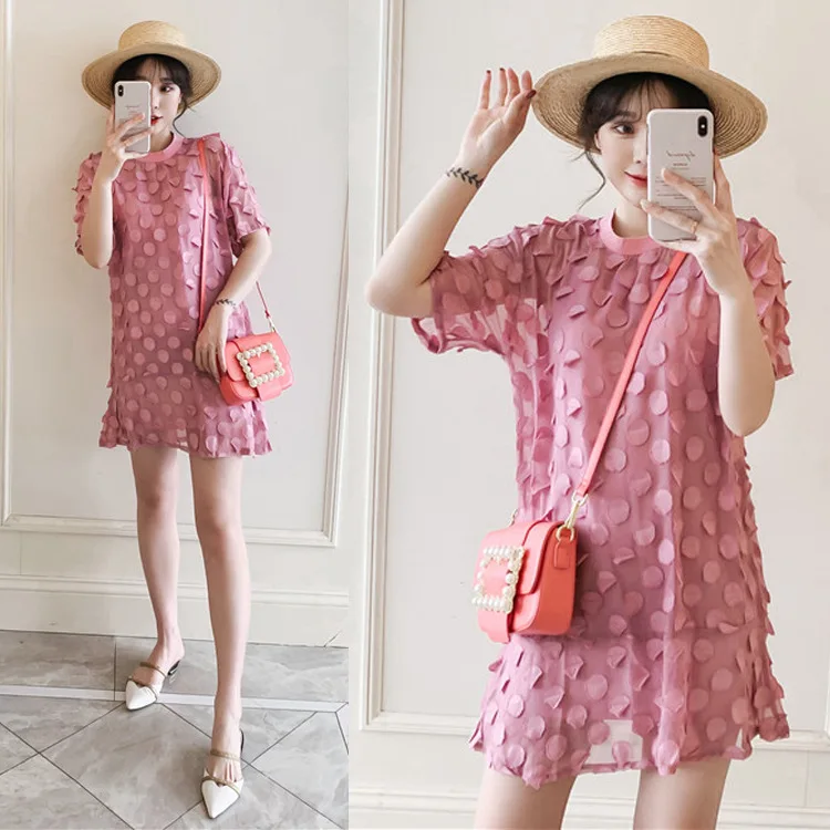 

2019 Summer New Style Large Size Dress Fat Mm Korean-style Slimming Slimming Vest Dress Two-Piece Set Women's Fashion