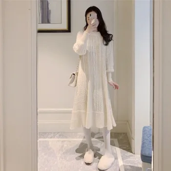 

2020 nian Early Autumn and Winter New Style Sweater Dress Female Western Style Versatile Laziness Wind over-the-Knee Mid-length