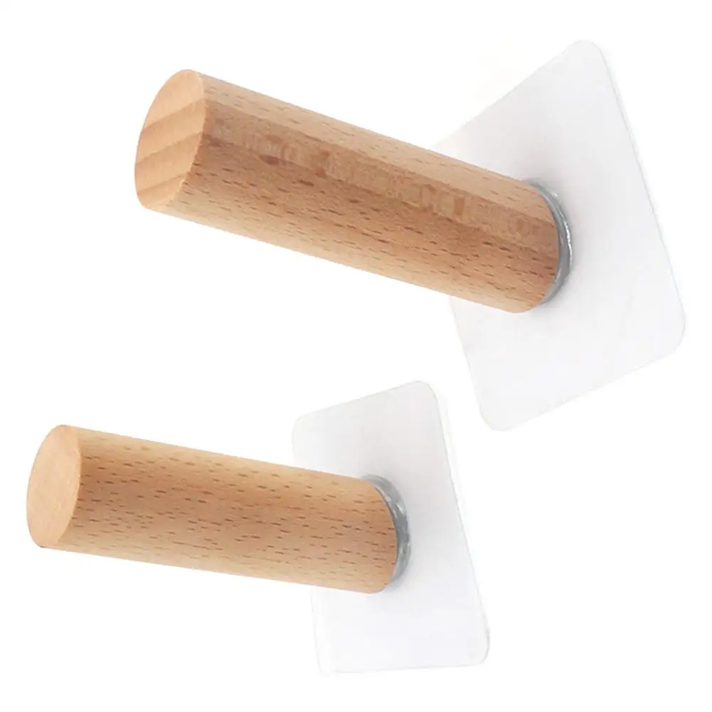

Solid Beech Wood Sticking Hook Multi-Purpose Wall Hanger Hooker Home Storage Tool Accessories with Seamless Sticker