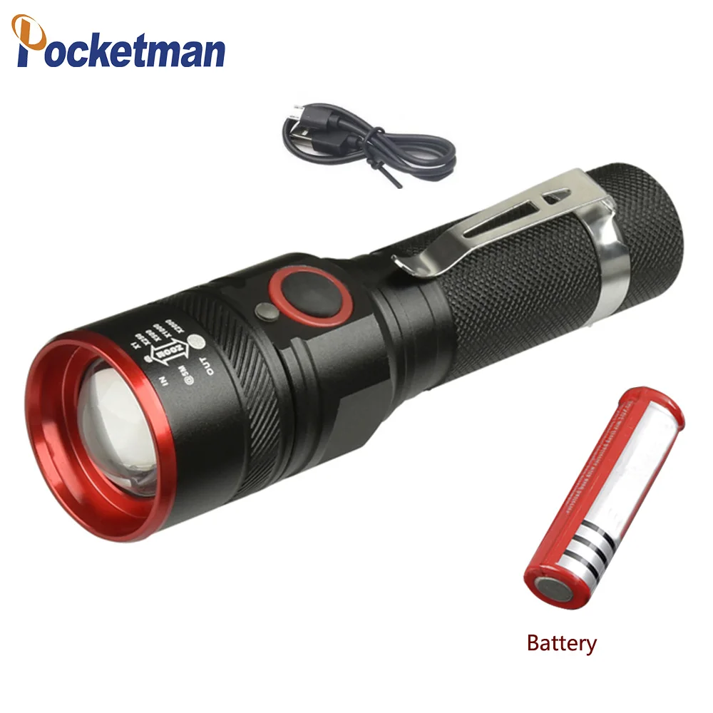 2021 NEW Waterproof USB Rechargeable LED Flash light XML-T6 Led Flashlight Zoomable torch 18650 with USB cable Camping z40 hyper tough torch Flashlights