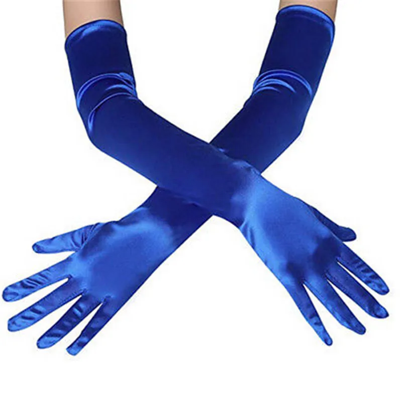 Fashion Stretch White Glove Long Gloves Black Red Elbow Length Women Dance Party Gloves Full Finger Guantes Boda