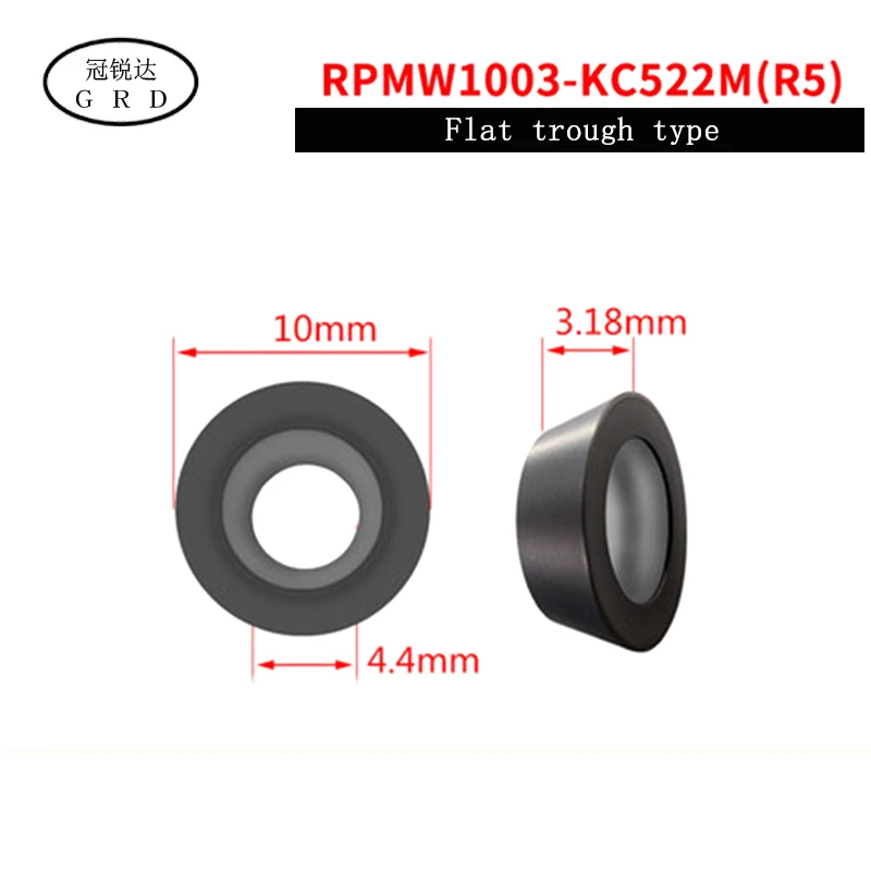 RPMW1003-KC522M(R5) Новинка R5 R6 круглая вставка RPMW RPMW1204 RPMW1003 лезвие KC522M для обработки HRC48-68 градусов меньше закалки - Цвет: RPMW1003-KC522M(R5)