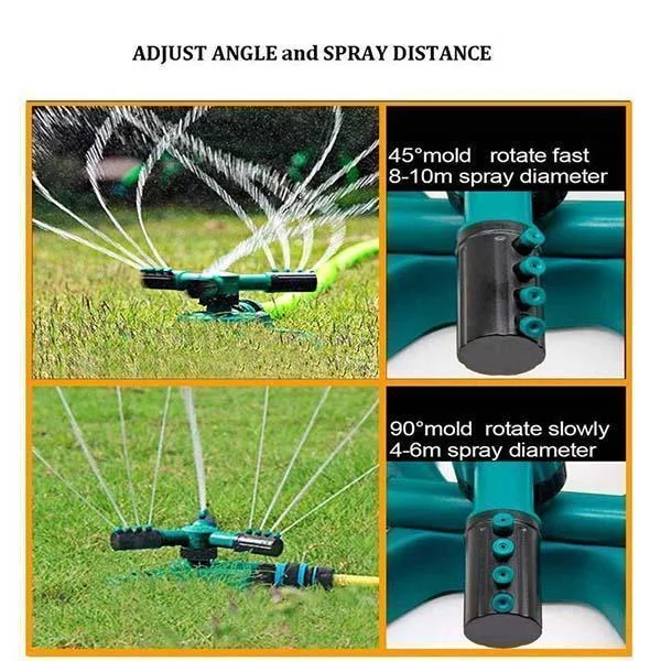 Garden Sprinklers Automatic Watering Grass Lawn 360 Degree Rotating Water Sprinkler 3 Arms Nozzles Garden Irrigation Tools