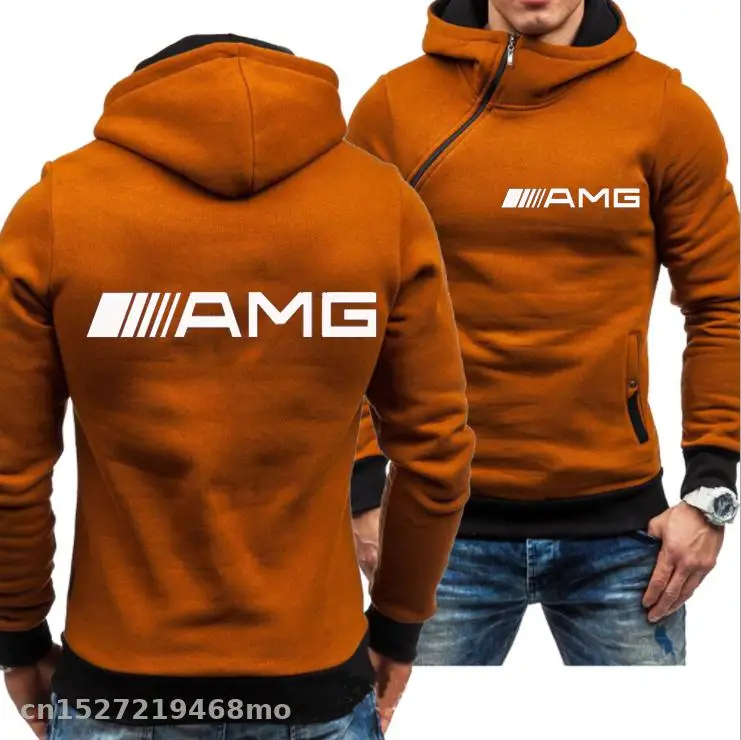 Новые мужские спортивные повседневные толстовки с капюшоном для AMG свитера с логотипами модный тонкий пуловер с капюшоном с боковой молнией гоночная верхняя одежда для езды