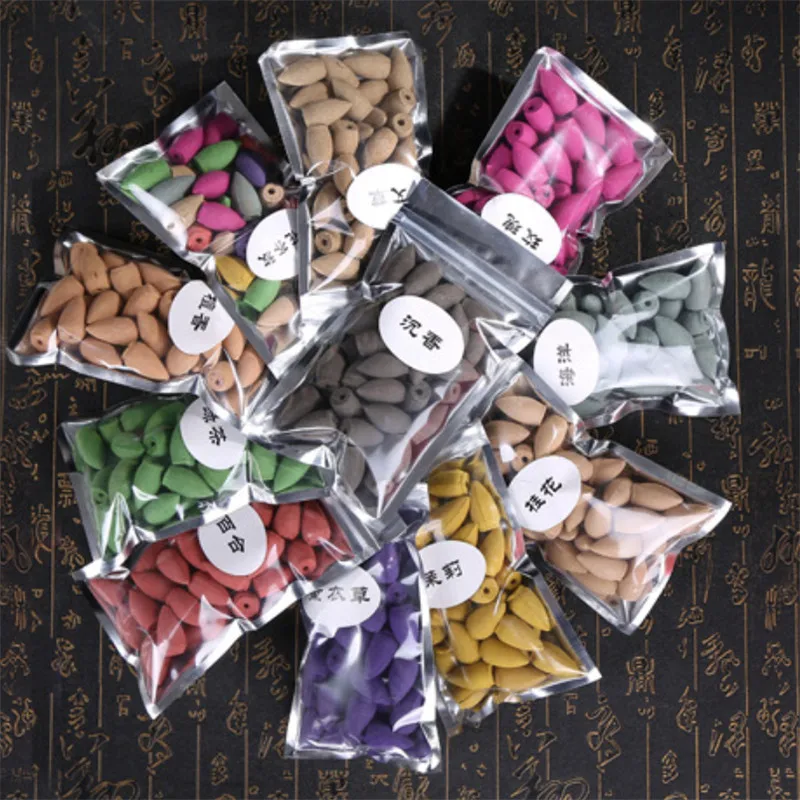 40pcs/bag Handmade Incense Cones For Backflow Waterfall Tower Cones Colorful Bullet Shape Incense Natural Fragrance Good Smell