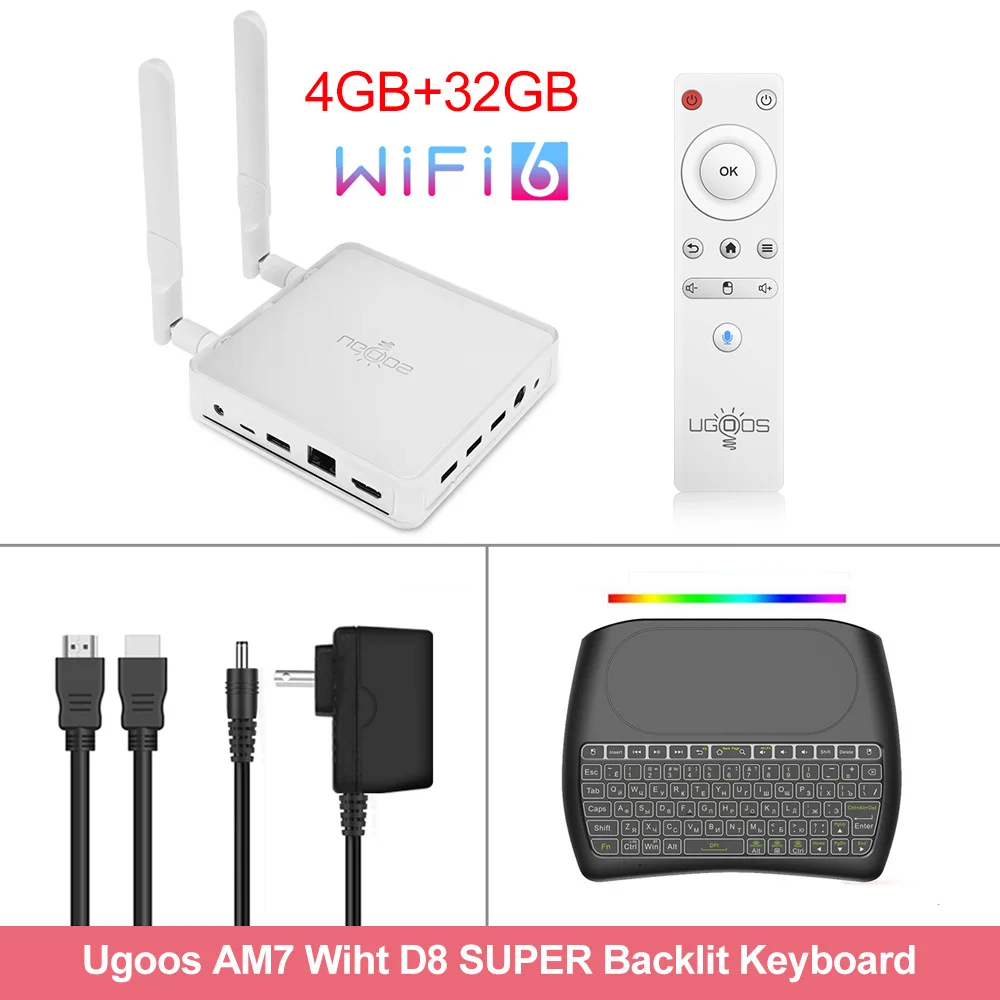 UGOOS AM7 TV BOX Android 11 Amlogic S905X4 DDR4 4GB RAM 32GB ROM Support AV1 CEC HDR WiFi6 1000M BT5.0 OTT 4K TVBOX Set top box 