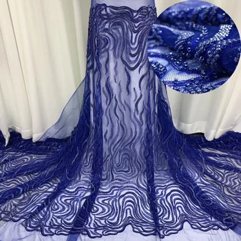 

African beaded lace fabric 2020 high quality lace fabric Nigeria tulle lace fabric wedding dress J4289