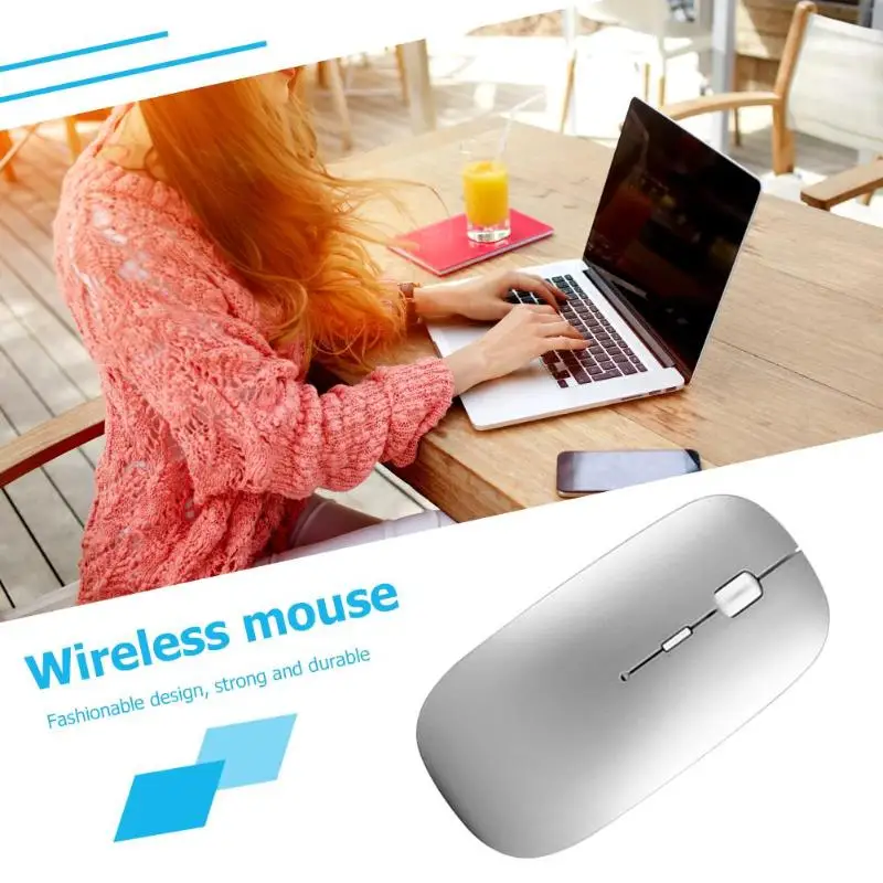 Портативная 2,4G USB Беспроводная мышь Бесшумная ультратонкая оптическая перезаряжаемая 1000 dpi Встроенная 400мА заряжаемая литиевая батарея