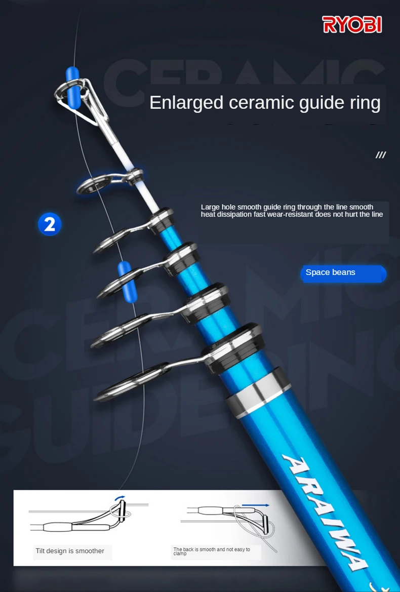 RYOBI ARAIWA Telescopic Fishing Spining Rod Boat Rock Surf Sea