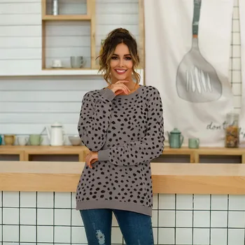 

Women leopard knitted sweater winter animal print winter thick long sleeve female loose pullovers casual tops new