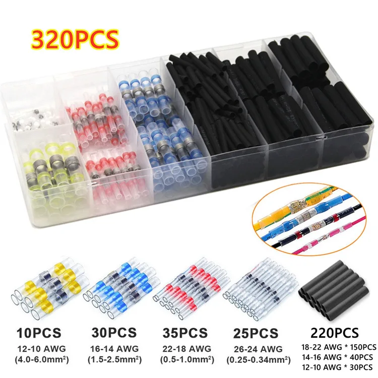 

Cross-border dedicated solder ring terminal connector 320PCS boxed solder waterproof wire connector terminal