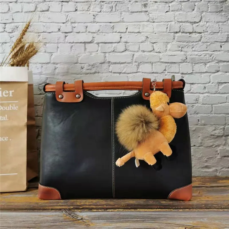 Black and Camel IMYOK новые зимние Лоскутные сумки для женщин большой емкости дамские сумки винтажные сумки на плечо для женщин дизайнерские сумки известный бренд - Цвет: Black and Camel