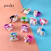 6pcs 10pcs Environmental Unicorn Mermaid dinosaur Ring Girl boy chindren PVC Silicone Ring Handmade Children's Cartoon Ring 1
