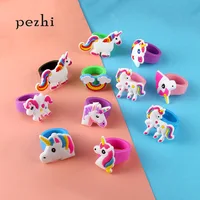 6pcs 10pcs Environmental Unicorn Mermaid dinosaur Ring Girl boy chindren PVC Silicone Ring Handmade Children's Cartoon Ring 1