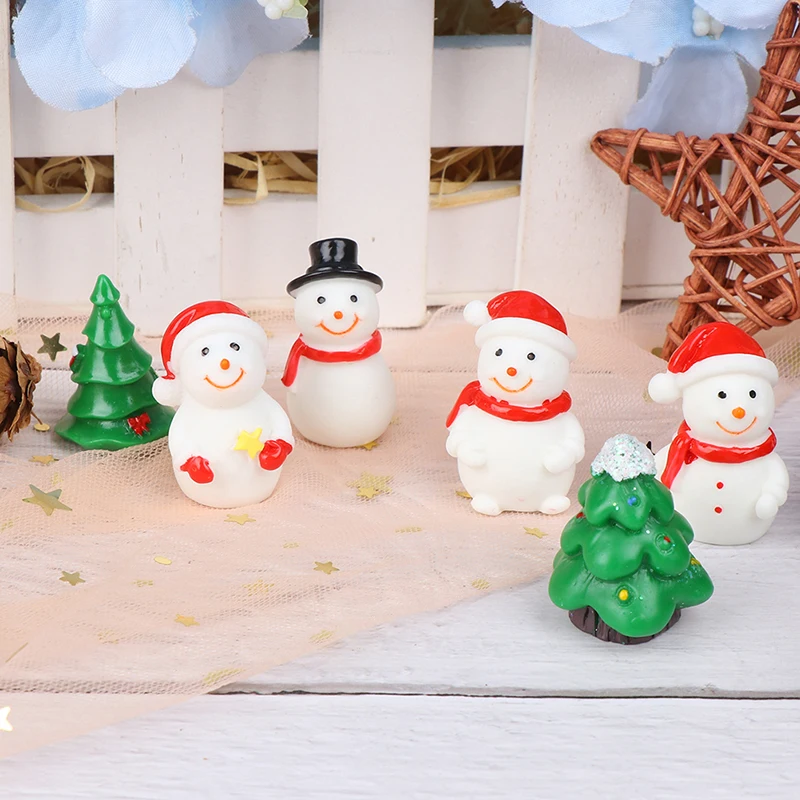 Мини Новогоднее украшение из полимера Санта Клаус Снеговик дерево микро Пейзаж Модель DIY Миниатюрные садовые фигурки украшение дома
