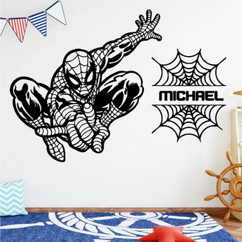 

Lovely Spider-Man Custom Name Art Sticker Waterproof Wall Stickers Living Room Children Room Sticker Home Decor
