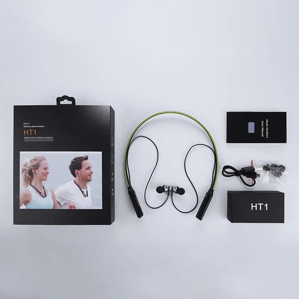 HT1 Bluetooth CSR 4,1 наушники с шейным ремешком, беспроводная Магнитная наружная стереогарнитура с микрофоном, спортивные наушники