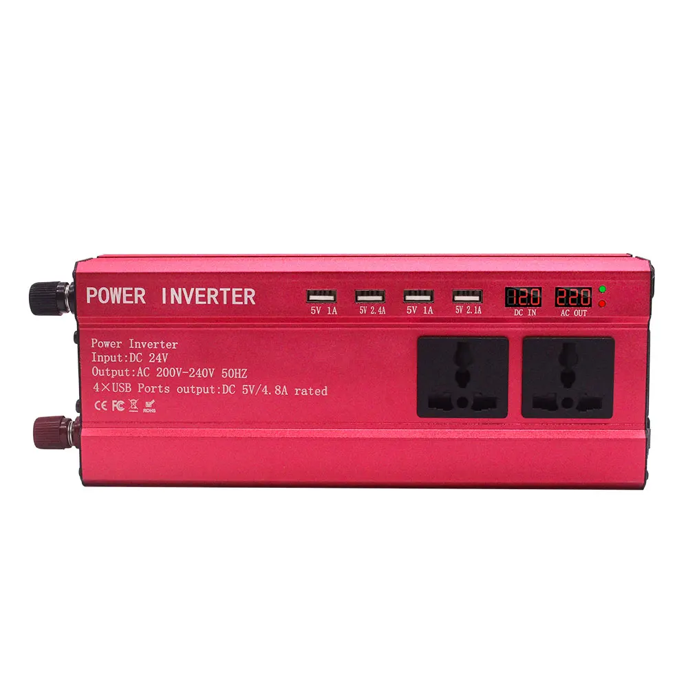 2200 Вт 4USB автомобильный инвертор DC24V к AC110V трансформатор анти-обратная защита инвертор светодиодный дисплей Автомобильный инвертор