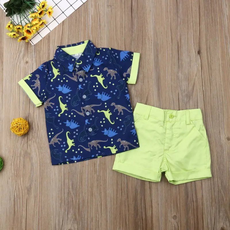 2020 Baby Summer Clothing Toddler Newborn Kids Baby Boys Clothes Dinosaur T shirt Tops+Short