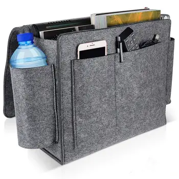 

Extra Large Felt Bedside Organizer Hanging Storage Bag with Large Pockets for Book Phone Remote