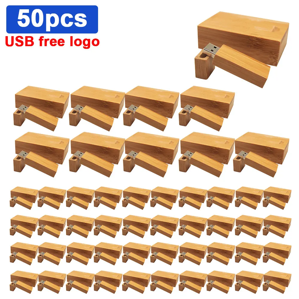 50 шт./лот деревянный USB + коробка флэш-накопитель Флешка 4 ГБ 16 32 64 Гб карта памяти