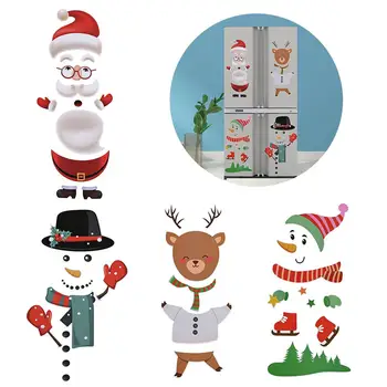 

Merry Christmas Refrigerator Decals Self-Adhensive Snowman Face Sticker Decorations for Home Fridge Wall Window Cabinets Door