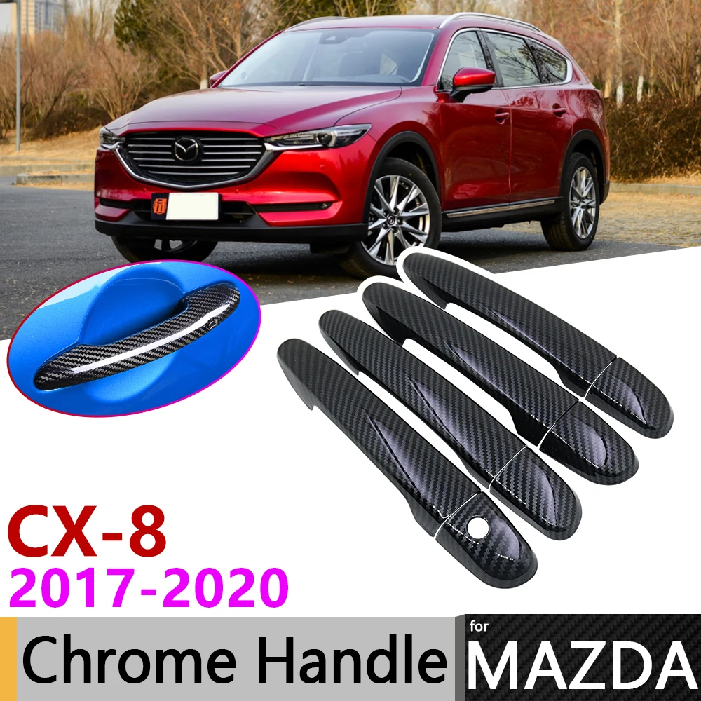 

Черная накладка на дверную ручку из углеродного волокна для Mazda CX-8 CX8 CX 8 2017 ~ 2020 2018 2019 автомобильные аксессуары, набор хромированных стикеров
