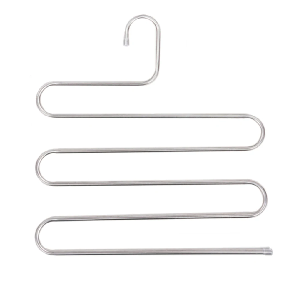 Серебристый Clothes Hangers Pants Storage Hangers 5 layers S Shape Metal MultiFunctional Cloth Rack Multilayer Storage Cloth Hanger 1PC - Цвет: Серебристый