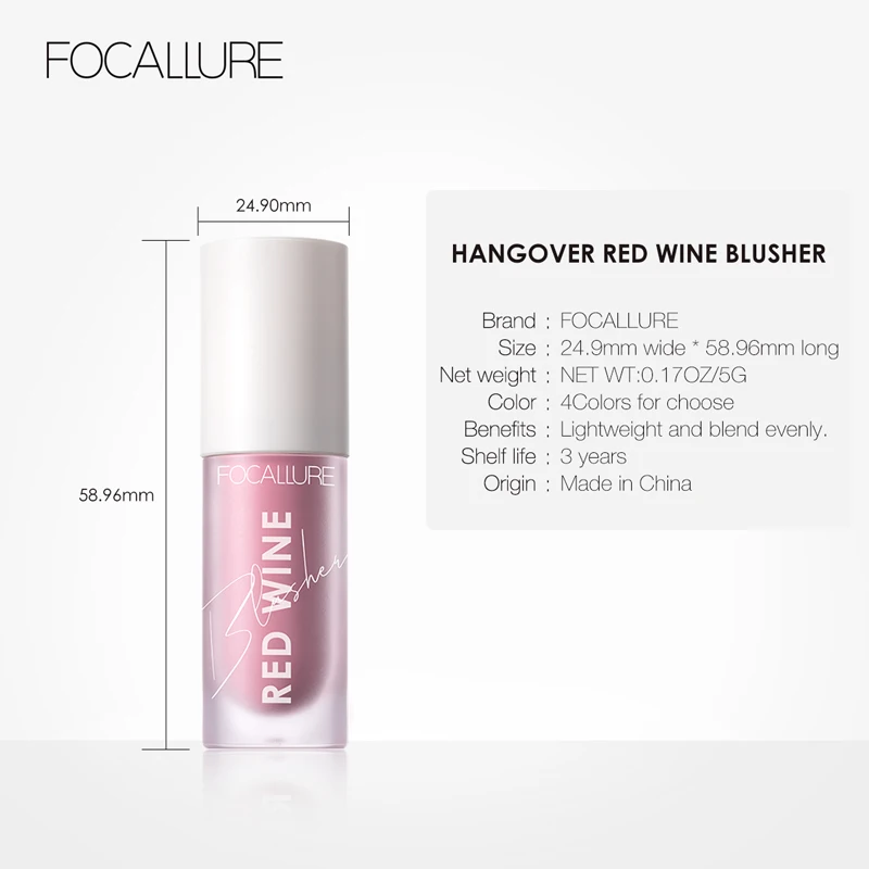 FOCALLURE Hangover Red Wine Blusher 4 Colour Natual Makeup Face Liquid Blush Long Lasting Cosmetics liquid blush