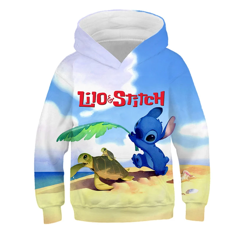 2022 Spring and Autumn Street Dance Disney Men's Girls Fully Printed 3D Stitch Hoodie Sweatshirt Trendy Streetwear Boys Hoodie kids sweatshirts