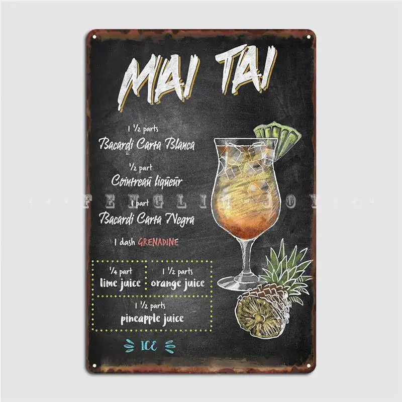 

Плакат Mai Tai металлический плакат ретро Бар пещера пластины клувечерние жестяной плакат
