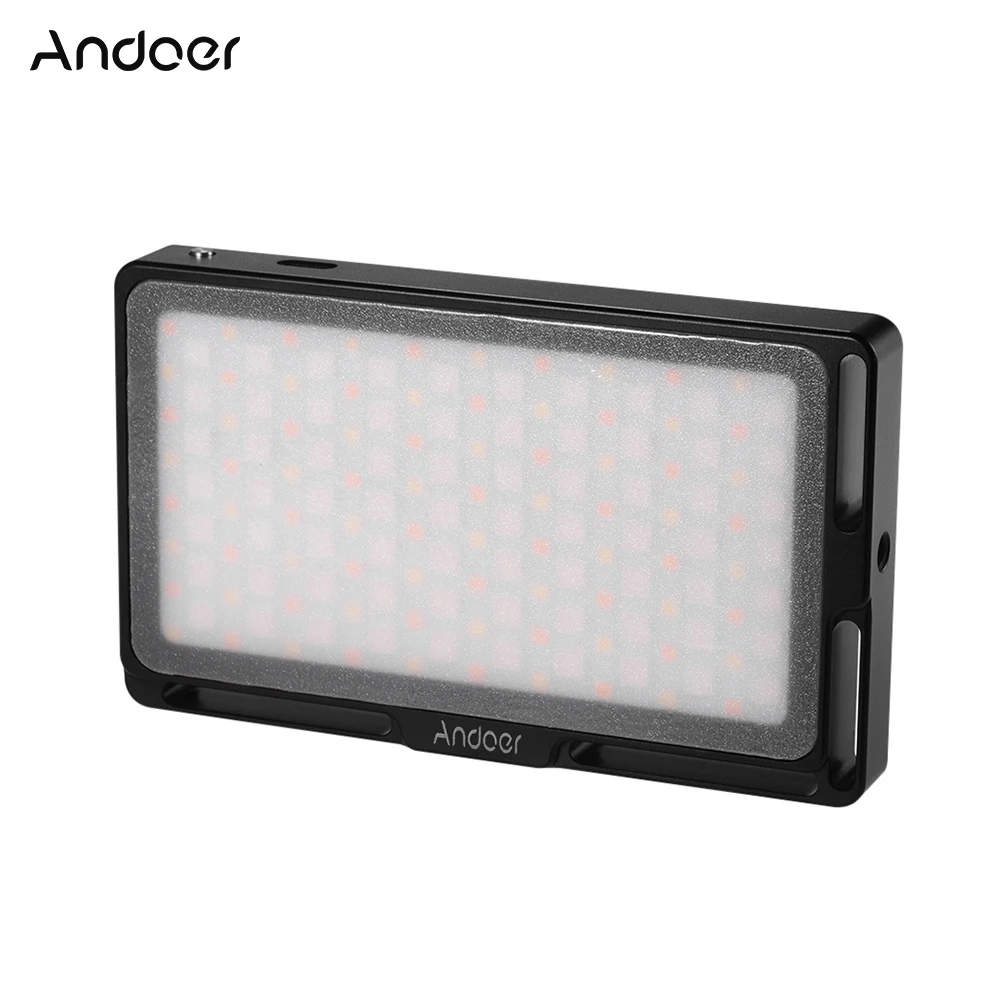 Andoer портативный RGB светодиодный светильник для видео панель с регулируемой яркостью 2500 K-8500 K мини карманный светильник для камеры для YouTube DSLR камеры видеокамеры