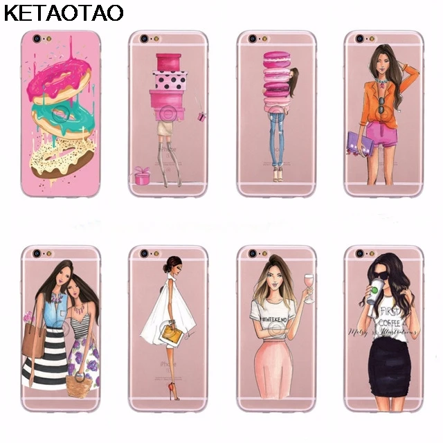 KETAOTAO шоппинг Мода девушка питьевой кофе чехол для телефона s iPhone 4 5S 6S 7 8 Plus X Чехол кристально чистый мягкий TPU чехол s