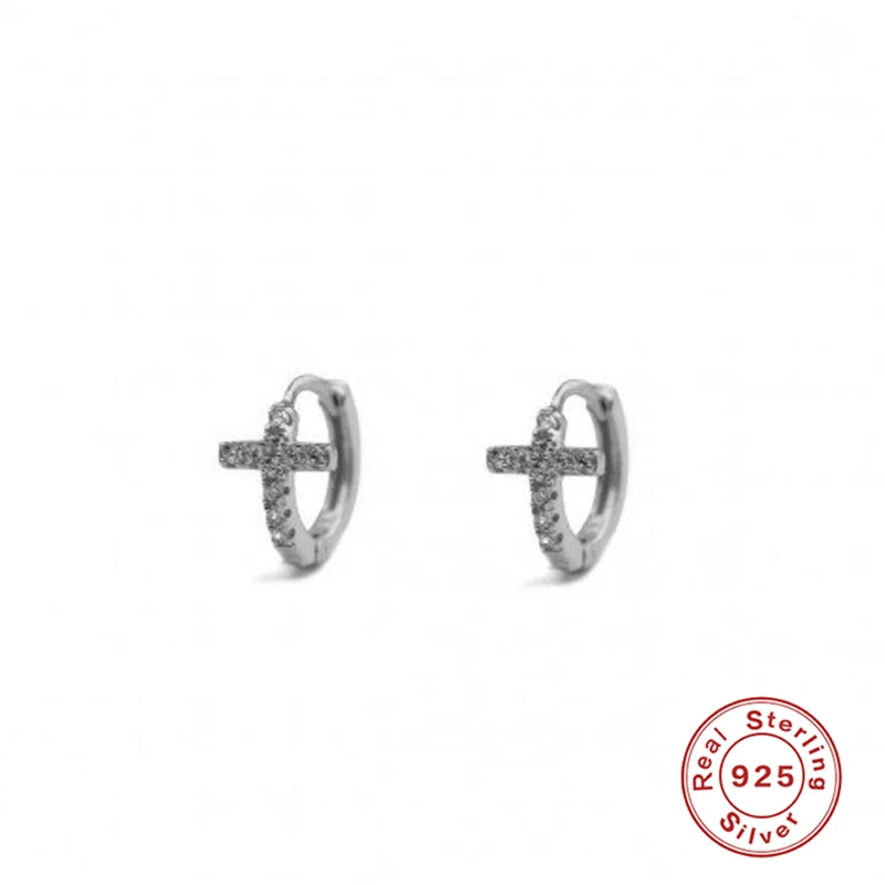 Стерлингового серебра 925 Сережки для женщин круглые черные и белые циркониевые маленькие серьги-гвоздики для женщин A30