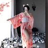 Sexy Geisha Kimono para las mujeres de la moda japonesa suelto Yukata de seda vestido vendaje vestido Vintage elegante de gasa Sakura batas chaqueta ► Foto 3/6