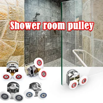 

2Pcs Ultra-quiet Shower Door Runners Pulleys Top+Bottom Glass Sliding Shower Glass Door Wheels Rollers Shower Door Accessories