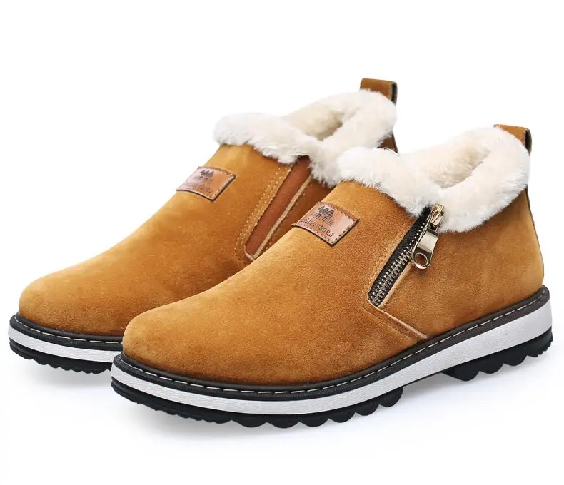 Теплые бархатные зимние ботинки; Мужская обувь; хлопковые мужские ботинки на молнии; повседневная обувь; модная зимняя обувь с круглым носком; мужские ботинки