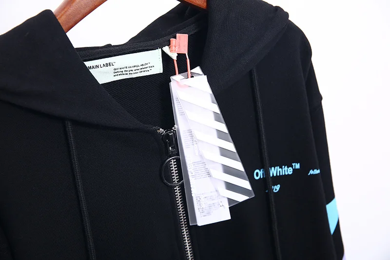 19ss Off-White OW цветная стрела для мужчин и женщин для влюбленных Модный хлопковый Повседневный кардиган на молнии толстовка с капюшоном Свободная куртка