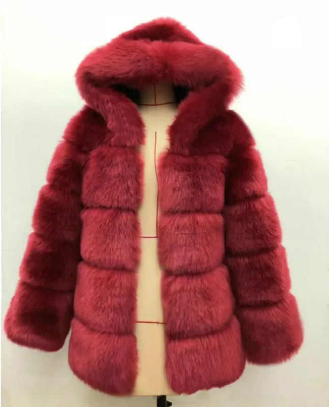 Red Новое модное женское зимнее меховое пальто из искусственного меха норки с капюшоном, уличное пальто, парка, Толстая Теплая Повседневная Верхняя одежда, куртка S-3XL - Цвет: Red