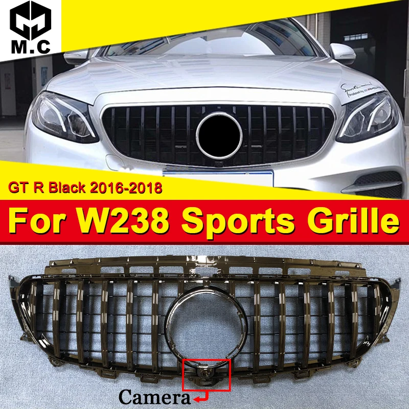 GT R стиль решетка W238 Спорт ABS черный глянец подходит для Mercedes E класс E200 E250 E300 E350 E400 вид решетки без знака-в