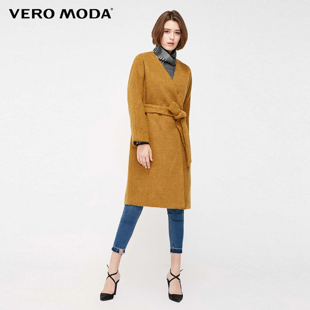Vero Moda женское новое шерстяное пальто с v-образным вырезом и длинными рукавами | 318327532