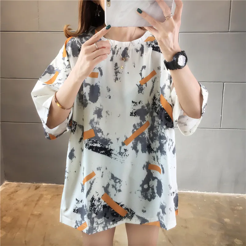 Summer Korean Clothes Streetwear T-shirts Women Plus Size Loose Harajuku Print T Shirt Girls Casual Femme Tops Blouse Tees