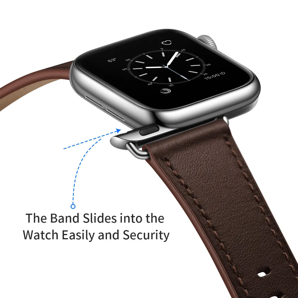 Ремешок для часов из натуральной кожи для Apple Watch 5, 4, ремешок, 40 мм, 44 мм, 38 мм, 42 мм, для женщин и мужчин, металлический ремешок с пряжкой, браслет для iwatch 1, 2, 3
