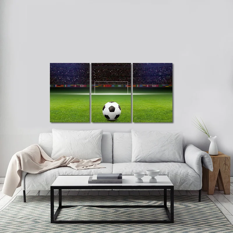 Football Field Home Decor Modern Poster 3 Panels Canvas Wall Art Painting Living Room Decorations for Picture | Дом и сад