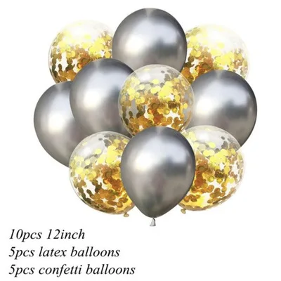 10 шт./лот 12 дюймов металлические цвета латексные шары воздушные шары с конфетти надувной шар для дня рождения Свадебная вечеринка - Цвет: Metallic silver 2