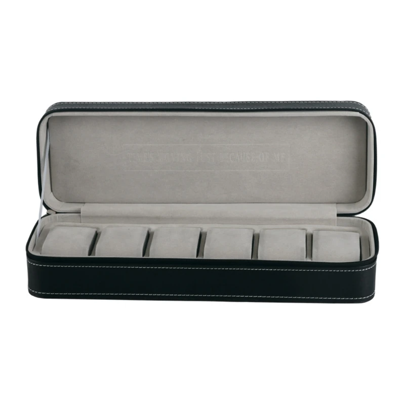 6 Slot Watch Box Portable Travel Zipper Case Collector Storage