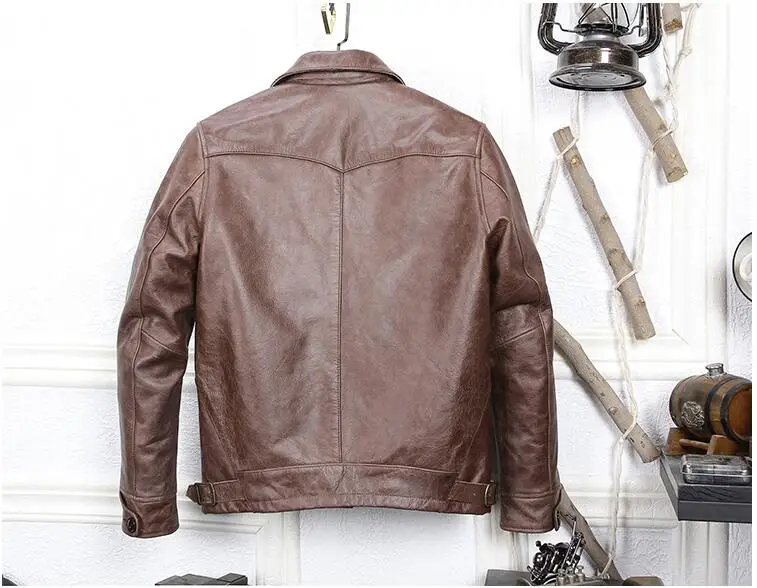 Clearance 2019 Dark Brown Men Japan Style Short Casual Leather Jacket Plus Size 3XL Genuine Cowhide Autumn Slim Leather COat FREE SHIPPING 10