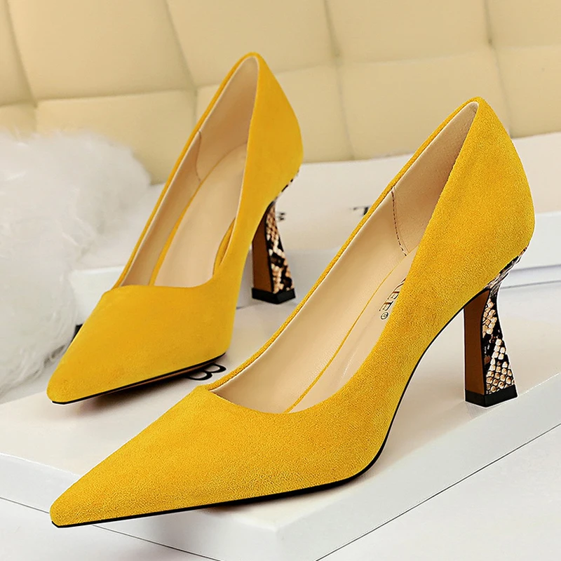 

Rimocy Sexy Snake Print High Heels Pumps Women 2020 Elegant Pointed Toe Party Shoes Woman Solid Color Flock Zapatos De Mujer