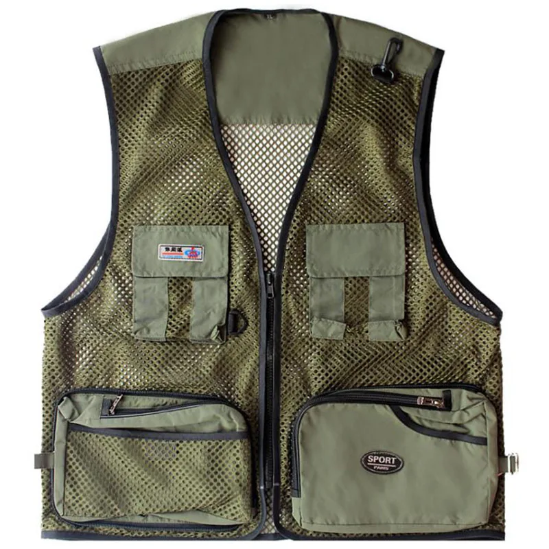 Army Green Летний открытый мульти-карманы без рукавов сетка дышащий Быстросохнущий жилет Рыбалка Пешие прогулки альпинистская жилетка для фотографирования человек - Цвет: Army Green