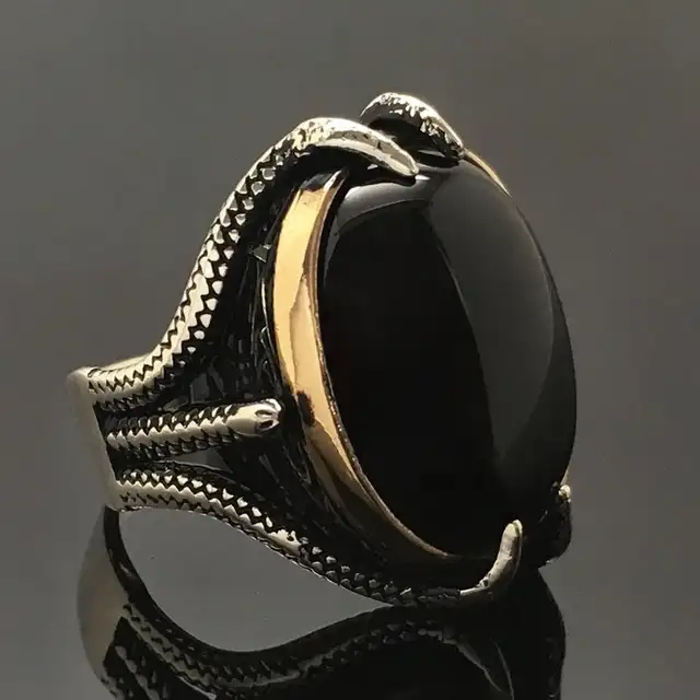 Vintage Punk Big Black Zircon Stone Rings for Men Women Gothic Octopus Scorpion Animals Punk Party Bike Jewelry Turkey Jewelry Style 1